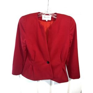 THE SUIT Christian Dior Vintage Authentic One Button Blazer Jacket Size 4 RED